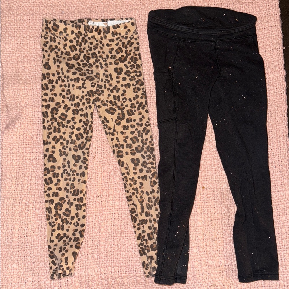 Leopard Print and Black Leggings Set